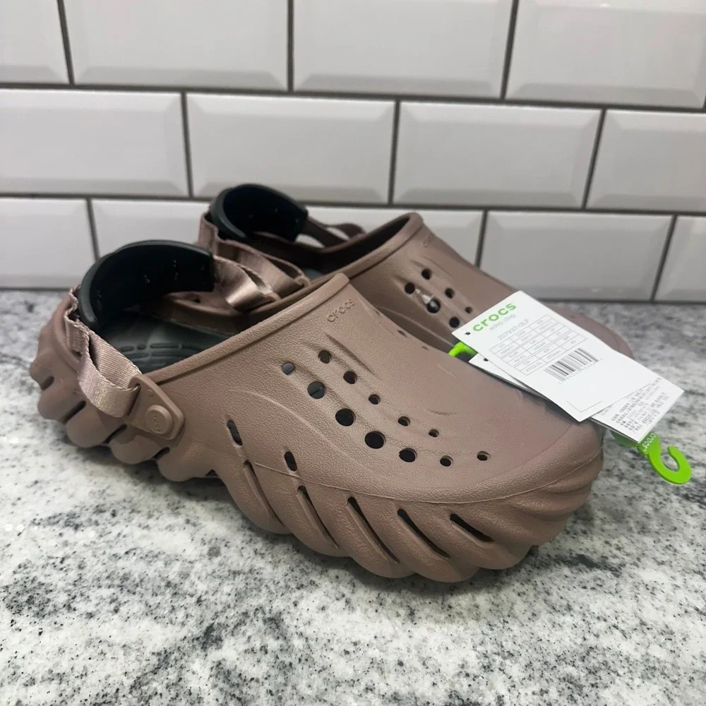 New Crocs Mens 9 Women 11 Echo Clog Espresso Brown Sculpted Streetwear Gorpcore